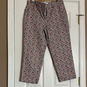 LOFT Straight Leg Floral Print Pants - Red, Blue, White, Pink